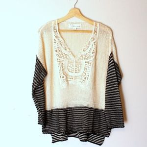 Vintage Havana  Cream and Navy Knitted Sweater